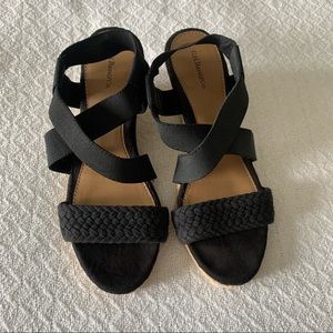 Black espadrille wedge sandals- like new